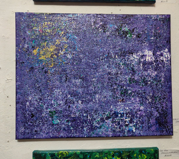 VIOLET FIELDS - original abstract expressionist painting - 16x20 inch - can be hung in any direction.