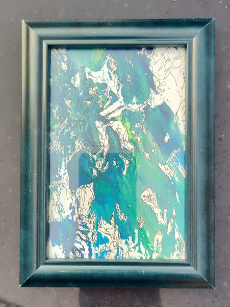 ARCTIC CIRCLE 4x6in abstract art framed