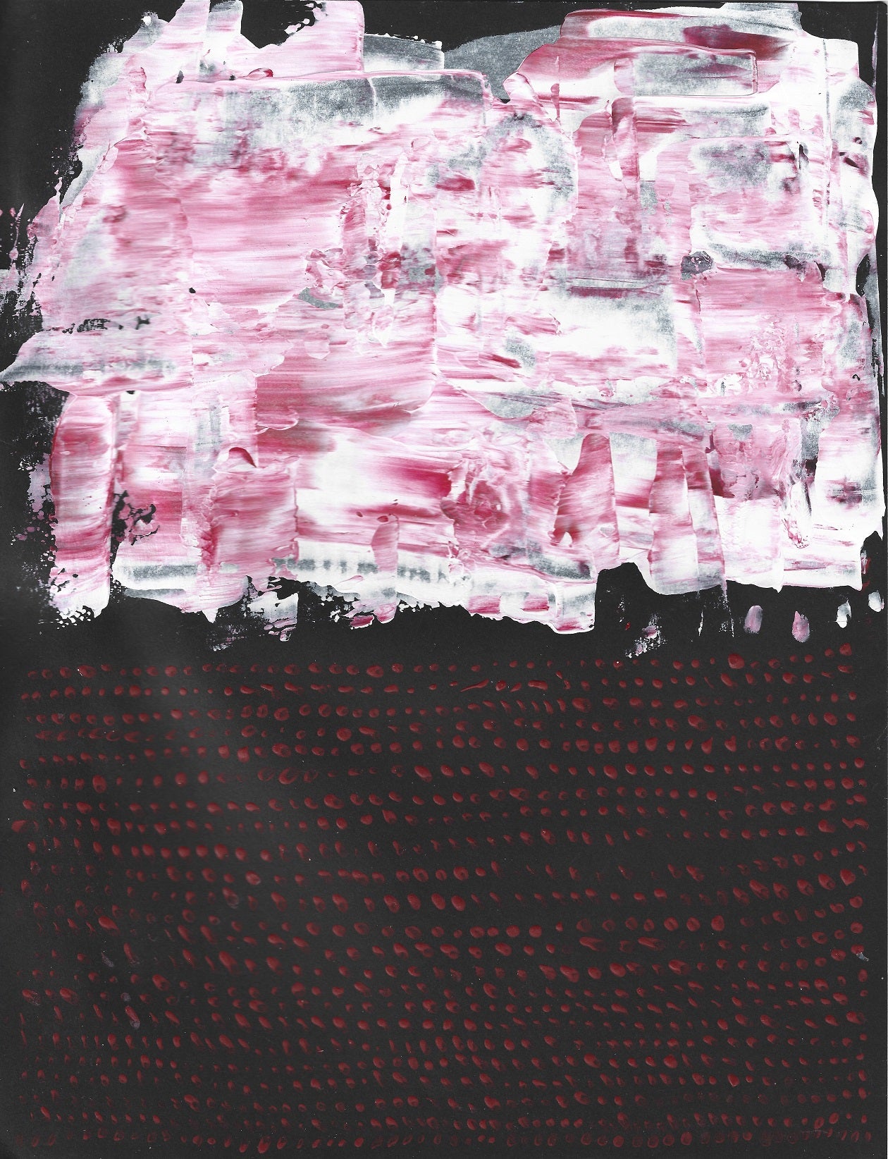 ROSÉ - 9x11 abstract painting, black and pink, 9x11in