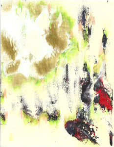 VITAMIN abstract mixed media painting 9x11 inches.